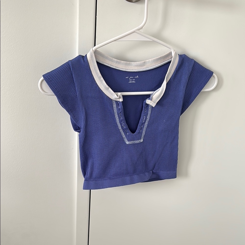 Urban Outfitters Blue and White Short Sleeve Tee
